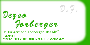 dezso forberger business card